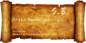 Iritz Berény névjegykártya